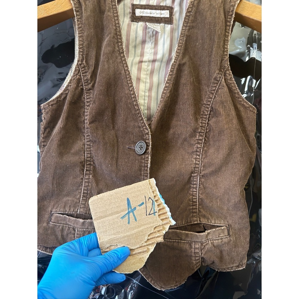 Abercrombie Corduroy Vest Women's Size S Brown Button Up Pockets Lined - Picture 10 of 10